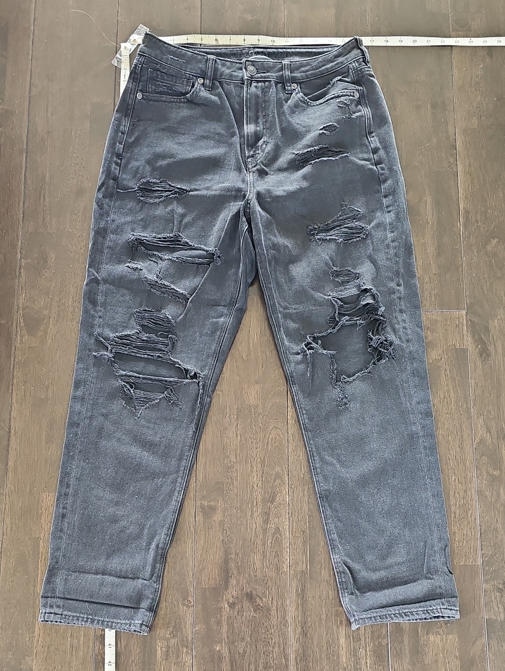American Eagle Outfitters Distressed Washed Black Relaxed Jeans